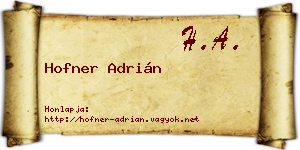 Hofner Adrián névjegykártya